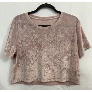 Aeropostale Crop Top Pink Velour Short Sleeve Shirt Womens Size M